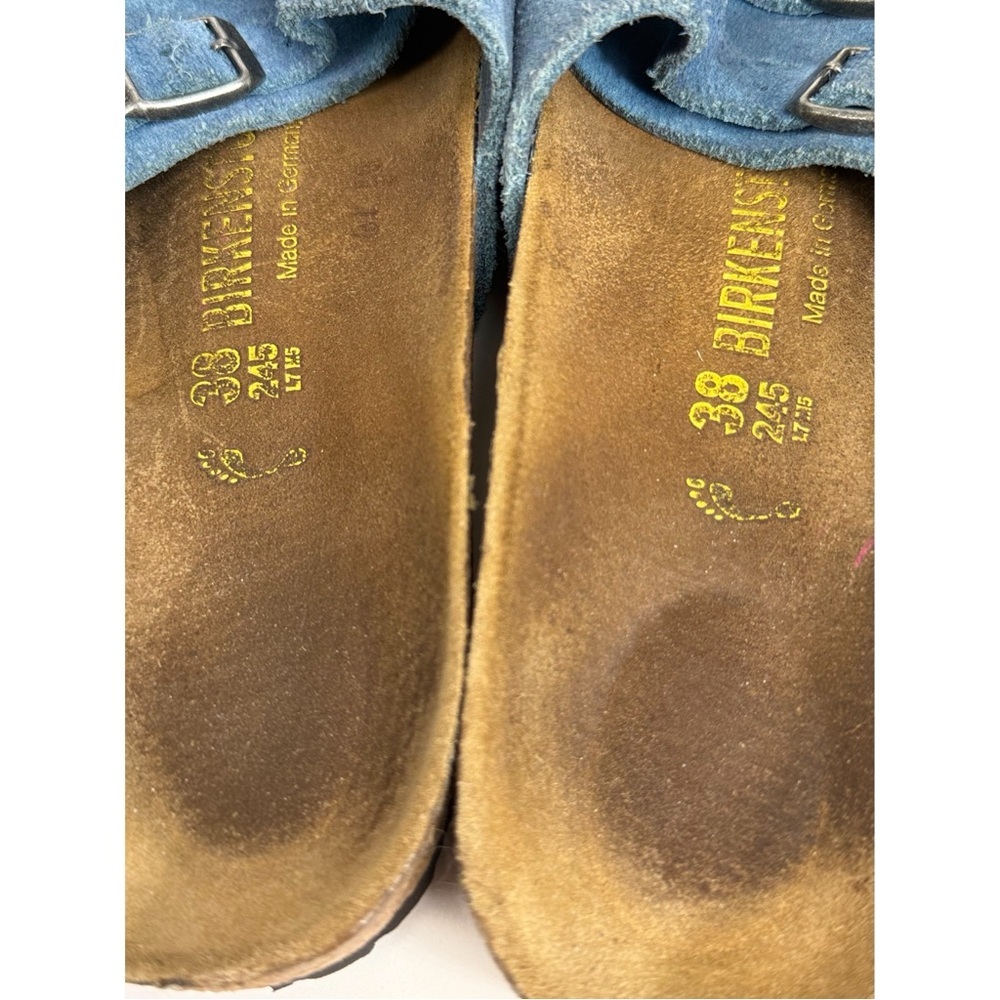 Birkenstock Women’s Zurich Light Blue Suede Slide Sandals, size 7.5 US / 38 EU - Picture 11 of 12